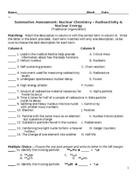 assessment nuclear chemistry answer key Reader