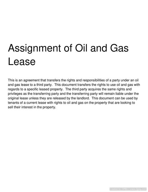 assignment of oil and gas leas2 an opportunity in free Kindle Editon