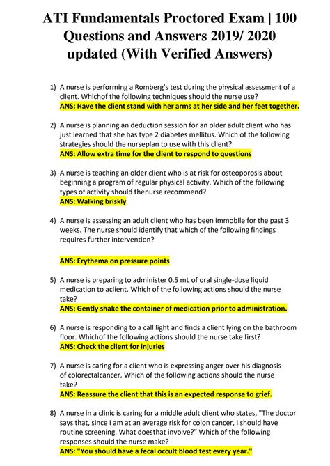 ati fundamentals proctored answers 2010 Epub