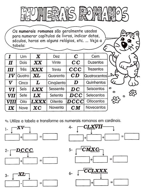 atividades numeros romanos