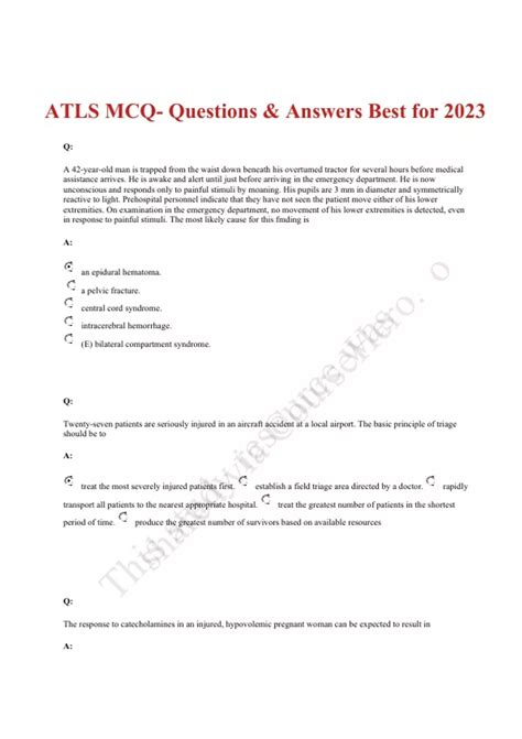 atls mcq paper answers PDF