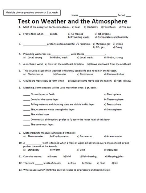 atmosphere test answer key Doc