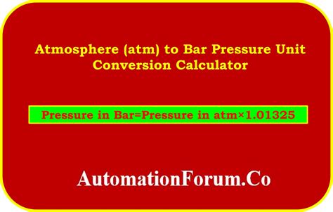 atmosphere to bar conversion