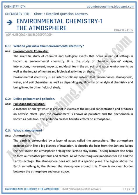 atmospheric chemistry questions and answers Reader