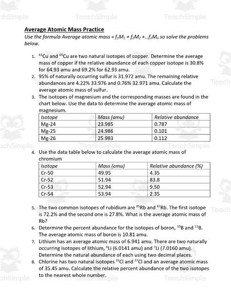 atomic mass practice problems Kindle Editon