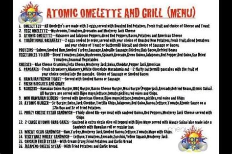 atomic omelette menu