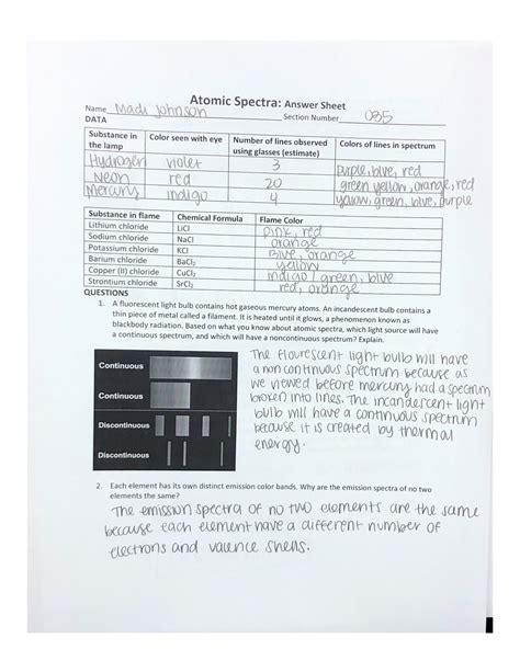 atomic spectra lab answers PDF