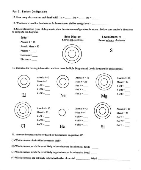 atomic structure chemical bonding worksheet answers Doc