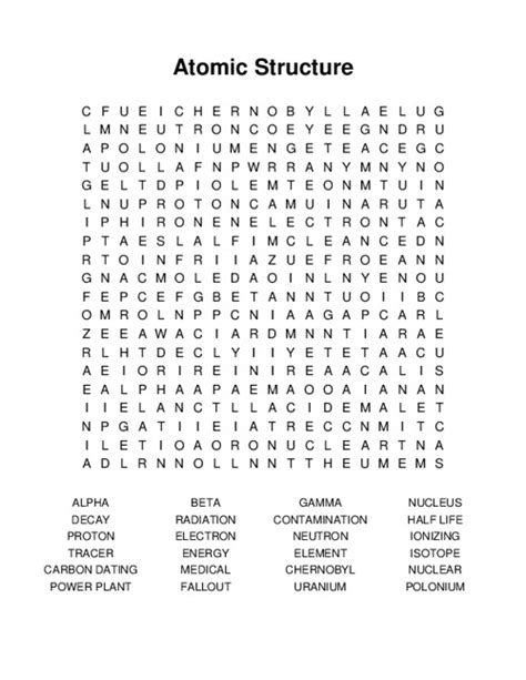 atomic structure word search science teachers answers Reader