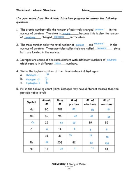 atomic structure worksheet answers page 27 Reader