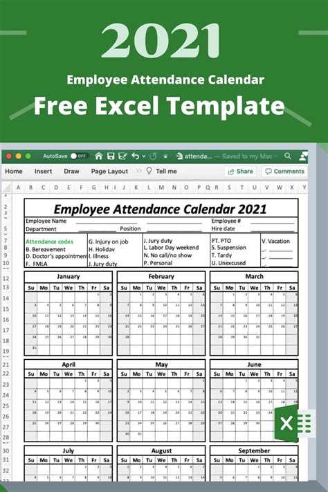 attendance calendar for excel Kindle Editon