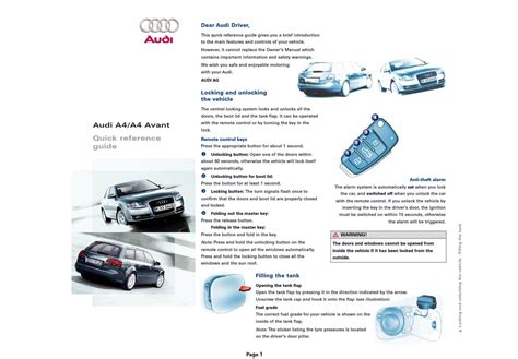audi a4 a4 avant quick reference guide Reader