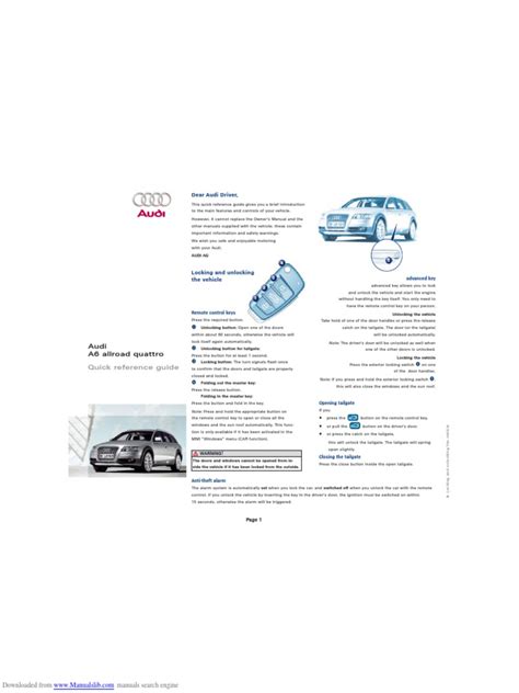 audi allroad quattro quick reference guide pdf Doc