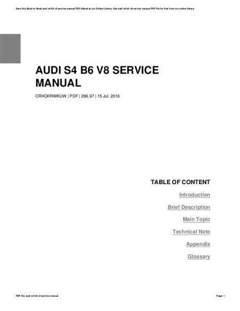 audi s4 b6 v8 service manual Ebook PDF