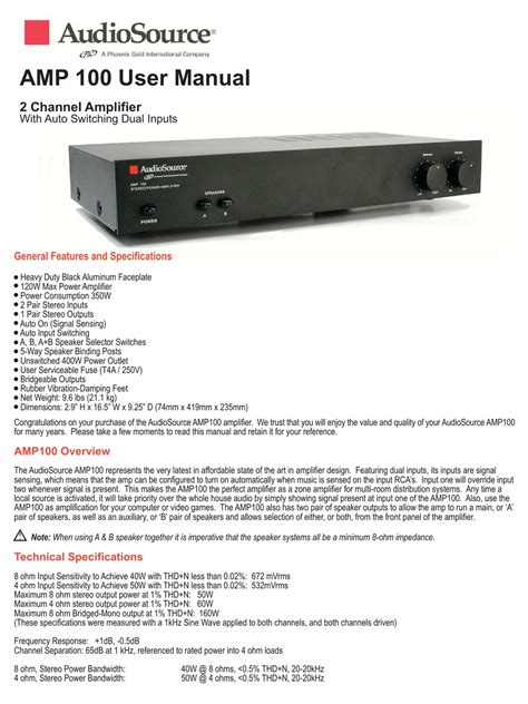 audiosource amp 100 user manual Doc