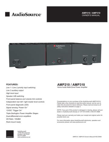 audiosource amp210 amp310 user guide Doc