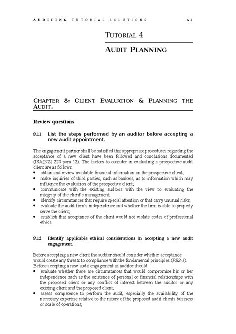 audit planning chapter 8 Epub
