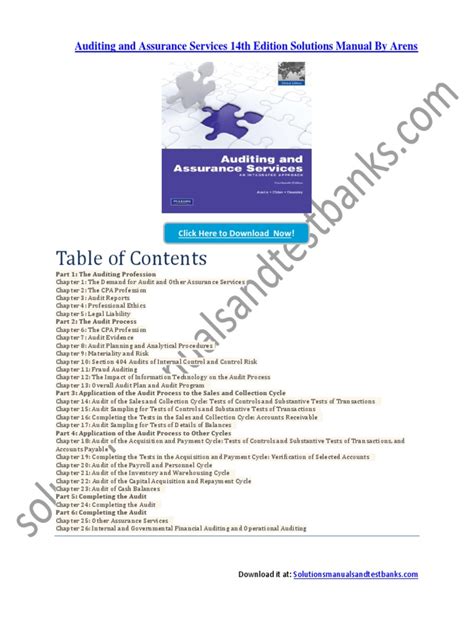 auditing assurance services 14th edition solutions PDF