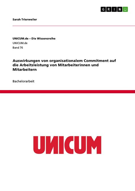 auswirkungen organisationalem arbeitsleistung mitarbeiterinnen mitarbeitern Epub