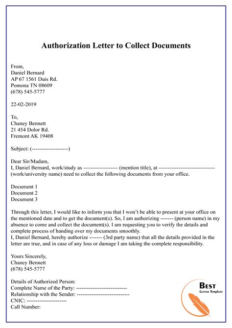 authorization sample letter to collect document PDF