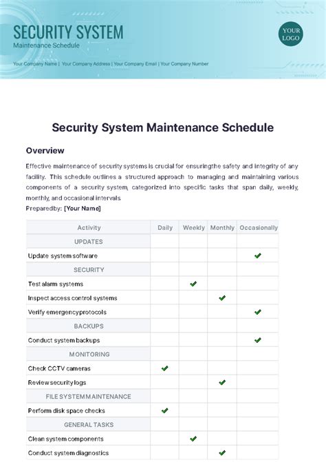 auto alarm maintenance schedules PDF