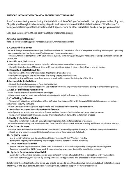 auto cad diy troubleshooting guide Doc