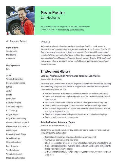 auto mechanic resume examples Doc