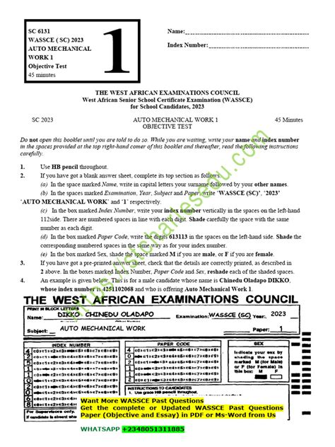 auto mechanics 2014 waec answers Kindle Editon