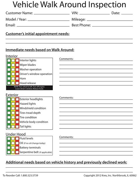 auto service walk around sheet inspection pdf Reader