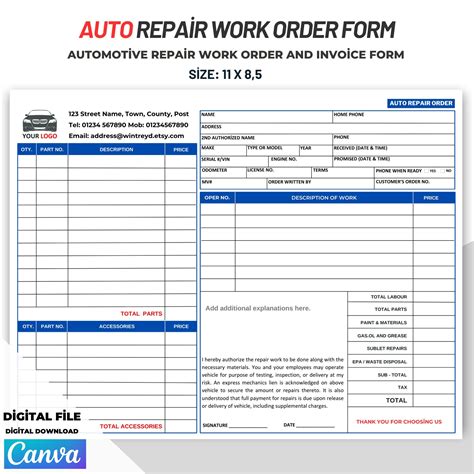 auto shop repair orders PDF