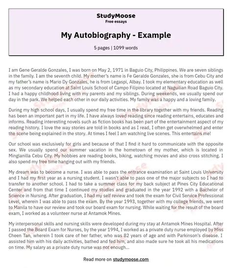 autobiography on myself samples essays Kindle Editon