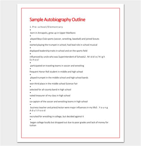 autobiography outline for students Epub