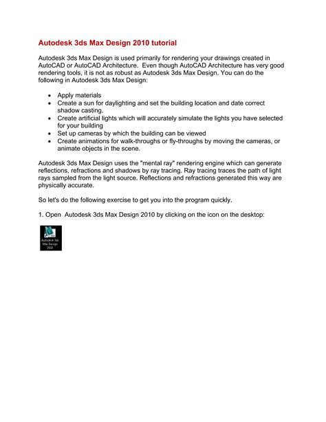 autodesk 3ds max design 2010 tutorial Reader