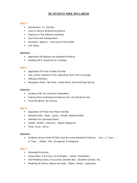 autodesk 3ds max syllabus Doc