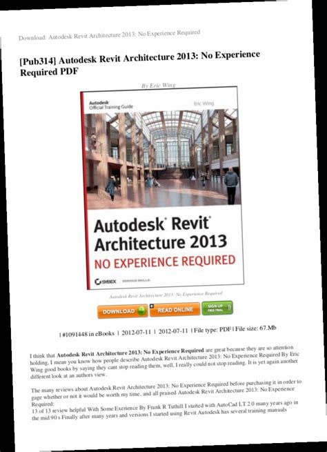 autodesk revit architecture 2013 no experience required Epub