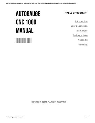 autogauge cnc 1000 manual Ebook Doc