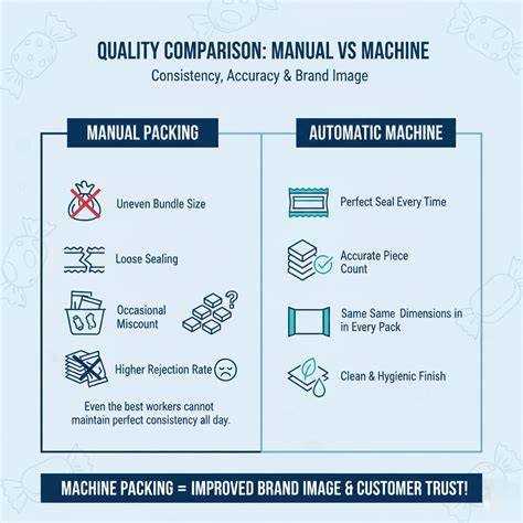 Comparison of manual packing and an automatic packing machine in a production area
