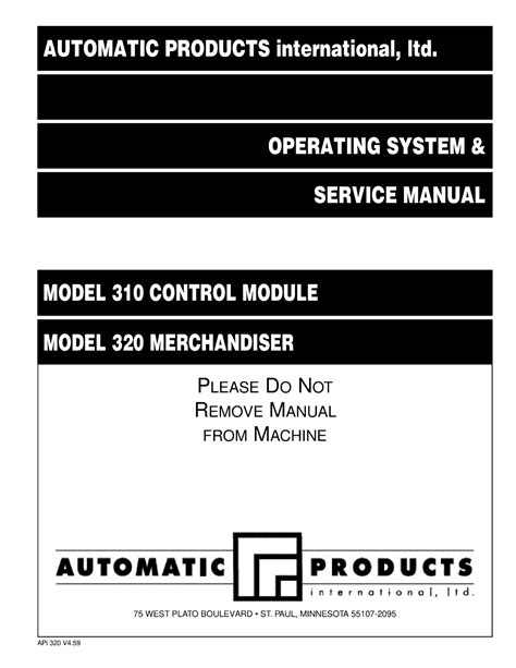 automatic products 310 control module 320 merchandiser service user guide Reader