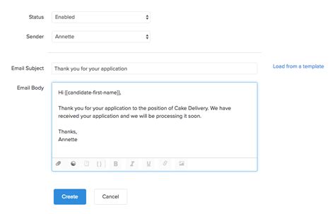 automatic response for job application PDF