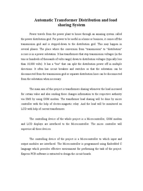 automatic transformer distribution load sharing system Epub