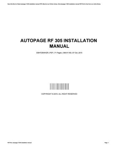 autopage rf 305 installation manual Epub