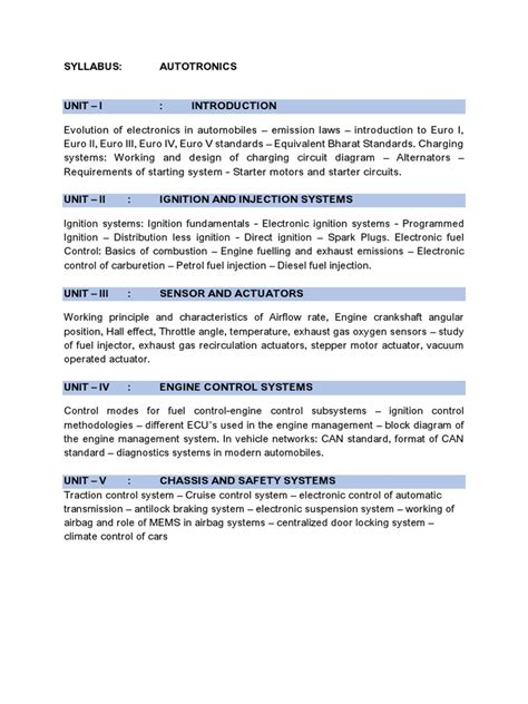 autotronics for polytechnic syllabus Kindle Editon
