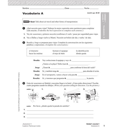 avancemos 2 workbook answer key unidad 4 Epub