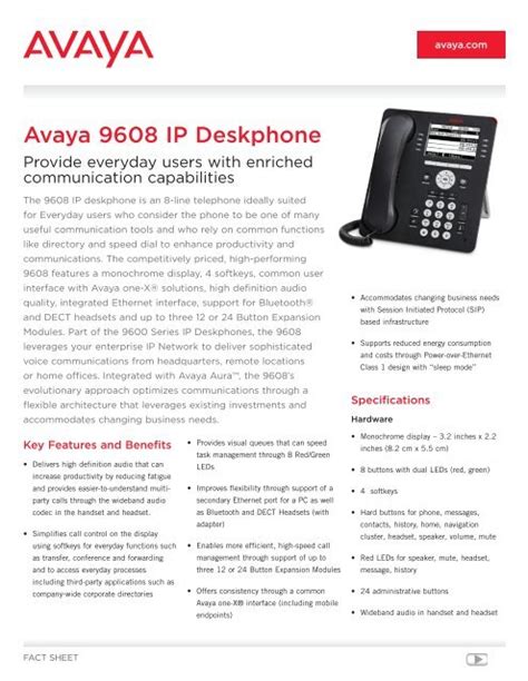 avaya 9608 user guide PDF