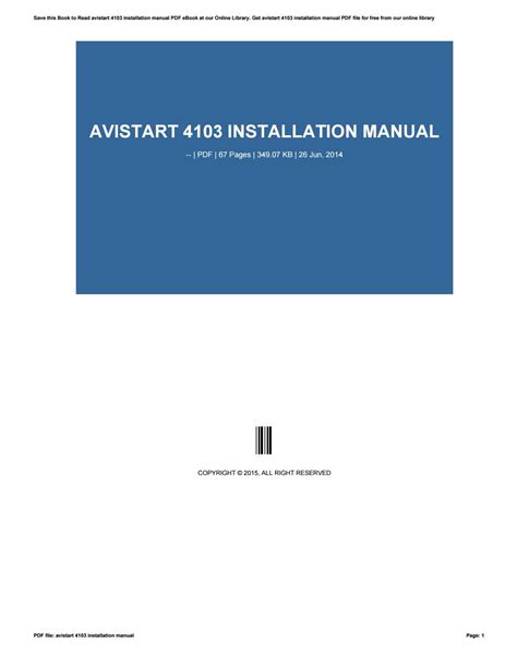 avistart 4103 installation manual Kindle Editon