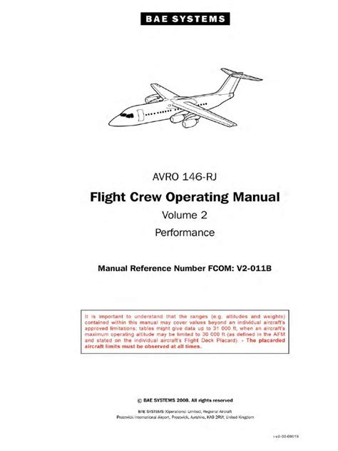 avro bae 146 operating manuals PDF