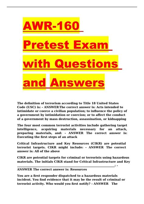 awr 160 pretest answers Kindle Editon