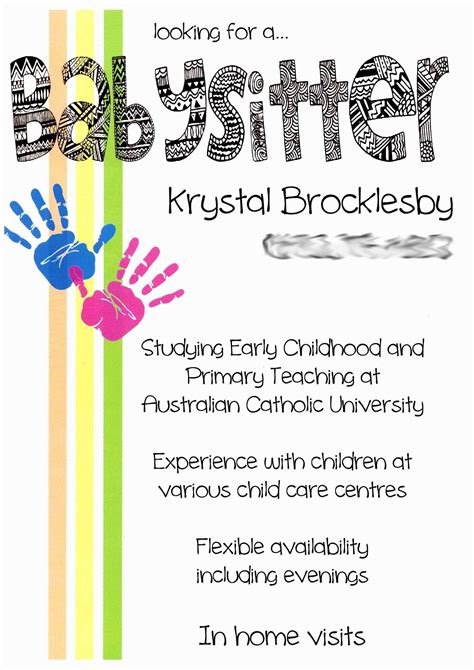 Babysitting Card Template