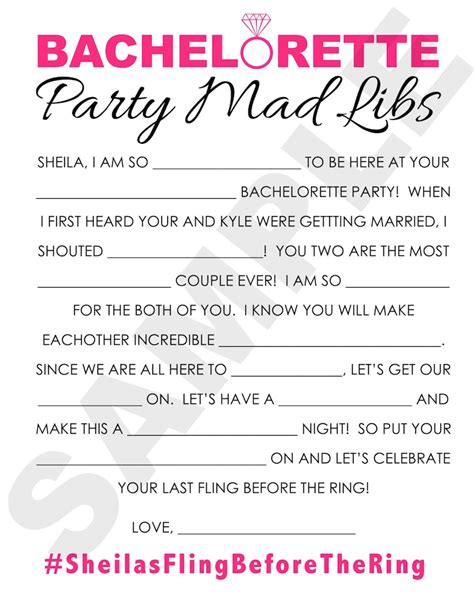 bachelorette bash adult mad libs PDF