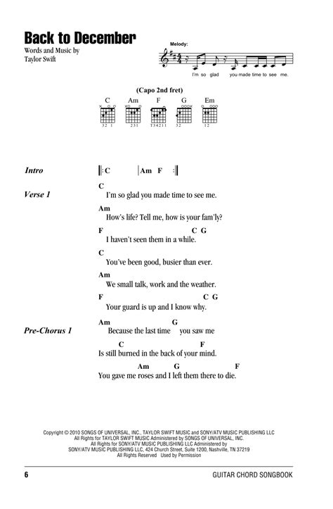 back to december chords